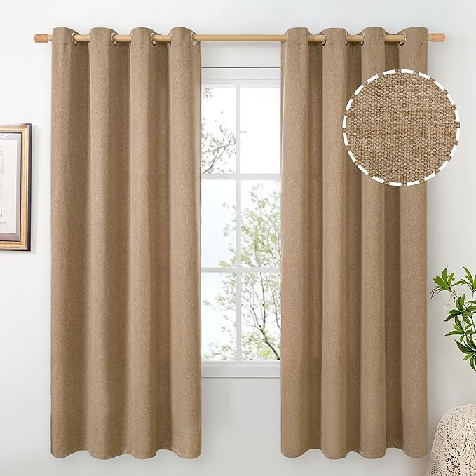 BGment Tan Burlap Linen Curtains 72 Inch Length by BGment