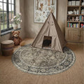 PureCozy Brown Round Area Rug 4ft Entryway 4x4 Circle Vintage Indoor Kitchen by PureCozy