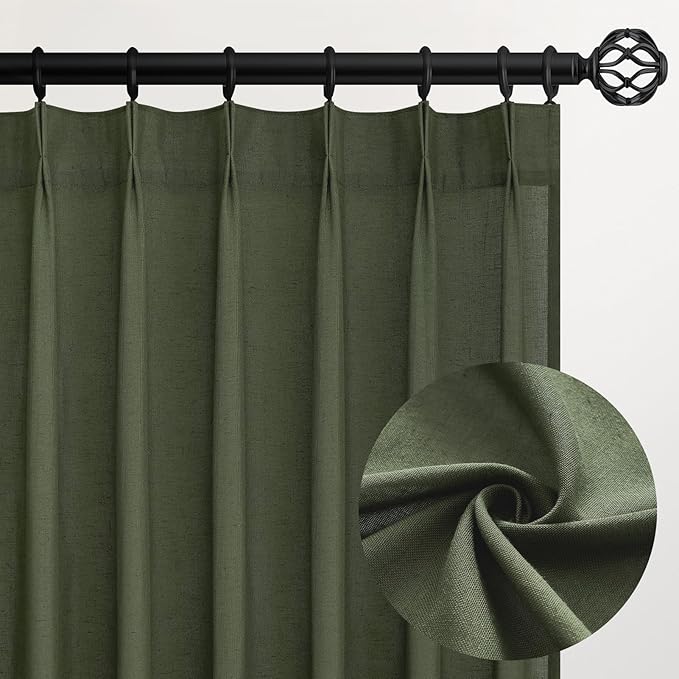 102 Inch Long Curtains Pinch Pleat Linen Curtains by Topfinel