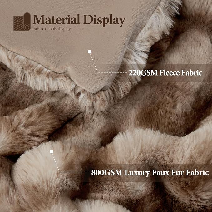 Touchat Luxury 1000GSM Faux Rabbit Fur Throw Blanket, Super Heavy Warm Cozy - Image 2