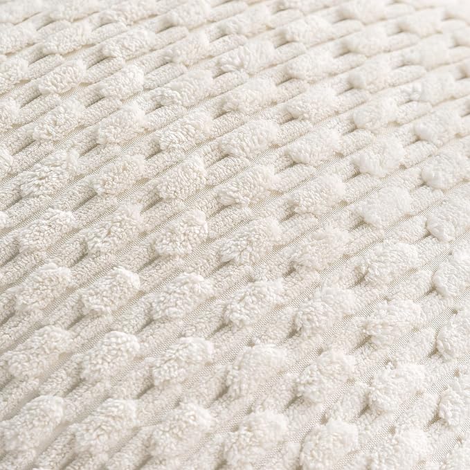 Set of 4 Cream White Decorative Throw Pillow Covers 18x18 Inch Corduroy Pillow - Image 5
