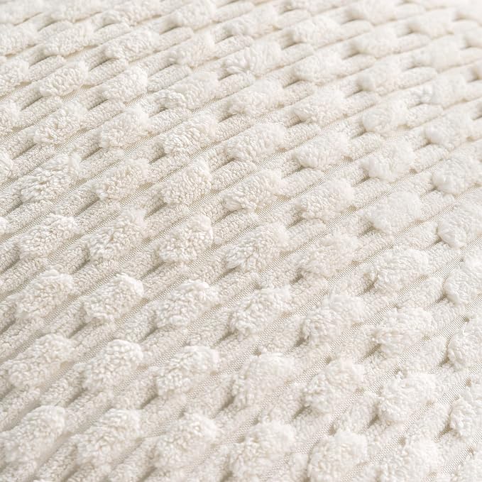 Set of 4 Cream White Decorative Throw Pillow Covers 22x22 Inch Corduroy Pillow - Image 4