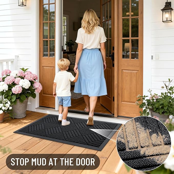 OLANLY Front Door Mat Outside Entrance 59x34, Heavy Duty Sturdy Natural Rubber - Image 6