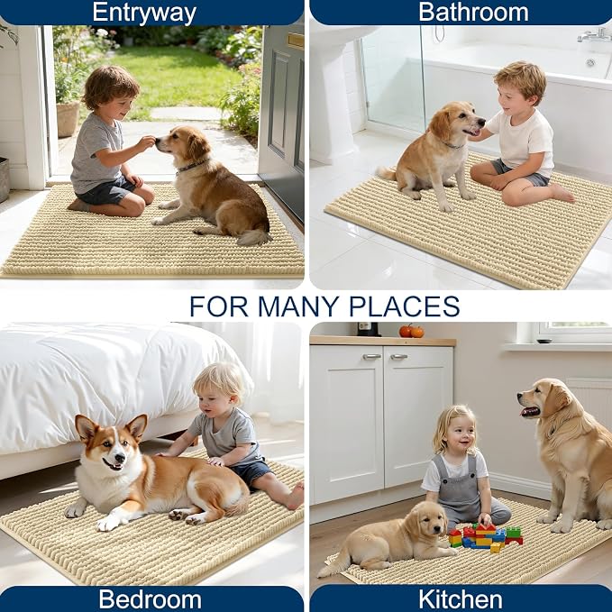 OLANLY Dog Door Mat for Muddy Paws 59x35, Ultra Absorbent Chenille Mud Doormat - Image 8