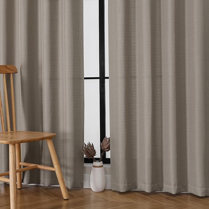 Chyhomenyc Stone Beige Curtains 78 Inch Length 2 Panels Set, Faux Linen - Image 6