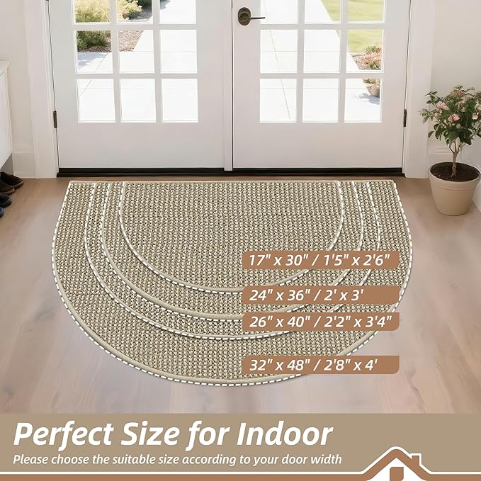 BEQHAUSE Dirt Trapper Door Mat 26" x 40" Half Circle Non-Slip Washable Doormats - Image 2