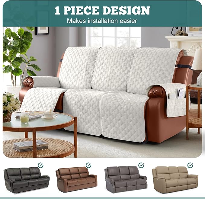 Ruaozz Waterproof Recliner Couch Covers, Sofa Slipcovers Washable 1-Piece - Image 4