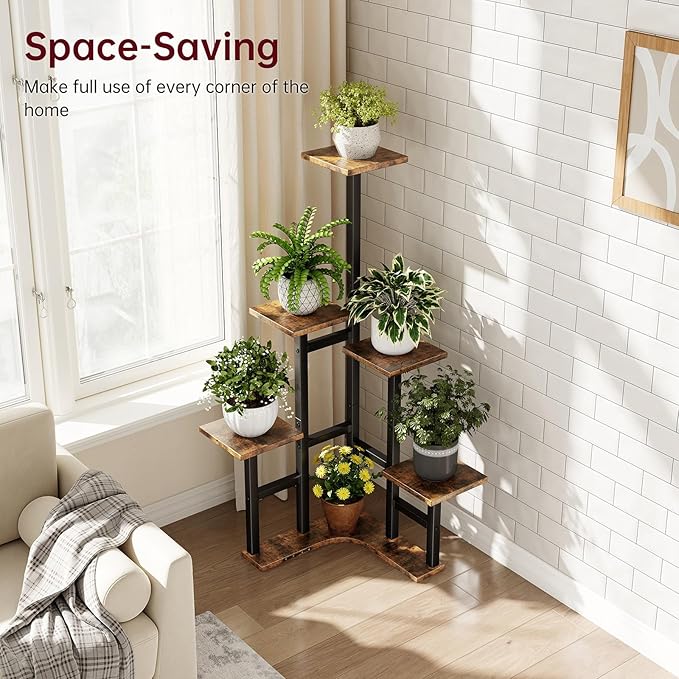 Yzosvki Corner Plant Stand Indoor, 6 Tiered Corner Plant Shelf Flower Stand - Image 5