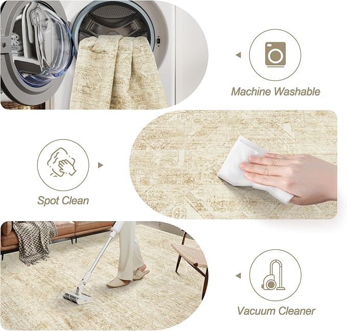 6x9 Area Rug for Living Room Floral Washable Non-Slip Modern Rugs for Bedroom - Image 4