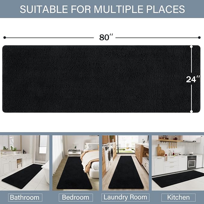 LOCHAS Luxury Bathroom Rug Shaggy Bath Mat 24 x 80 Inch, Washable Non Slip Bath - Image 2