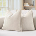 MIULEE Pack of 2 Cream Beige Decorative Pillow Covers 20x20 Inch Soft Chenille by MIULEE