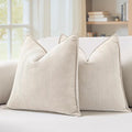 MIULEE Pack of 2 Cream Beige Decorative Pillow Covers 22x22 Inch Soft Chenille by MIULEE