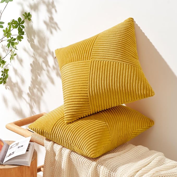 Topfinel Set of 2 Decorative Yellow Throw Pillow Covers 20x20 Inch - Image 3
