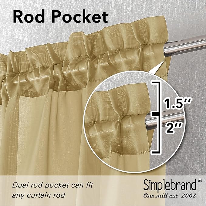 Simplebrand Gold Sheer Valances 14 Inches Long - Image 2
