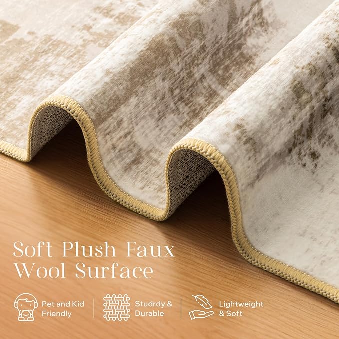 Phantoscope Washable Area Rug 5'x7' Non-Slip, Modern Neutral Boho Rugs - Image 2