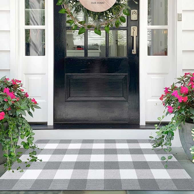 IOHOUZE Buffalo Plaid Checkered Rug 27.5" X 43" Front Door Mats, Washable Area by iOhouze