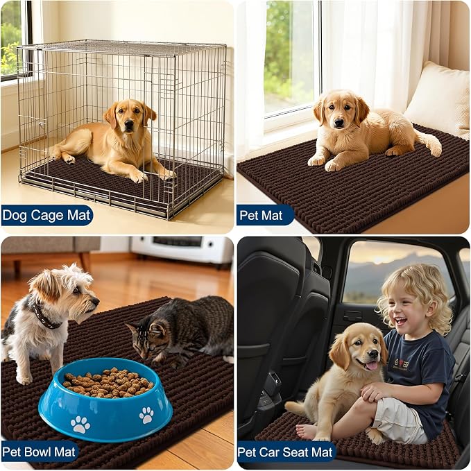 OLANLY Dog Door Mat for Muddy Paws 70x46, Ultra Absorbent Chenille Mud Doormat - Image 7