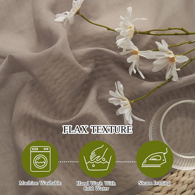 NICETOWN Sheer Linen Curtains for Windows 84 inch Length, Grommet Semi Balance - Image 5