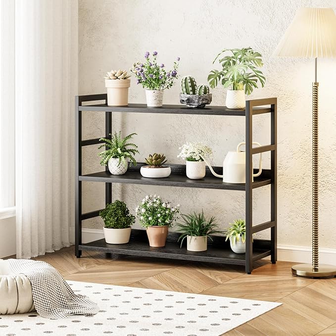 NUMENN Wide Bookshelf, 3 Tier Bookshelves, Home Office Bookcase Shelf Storage - Image 5
