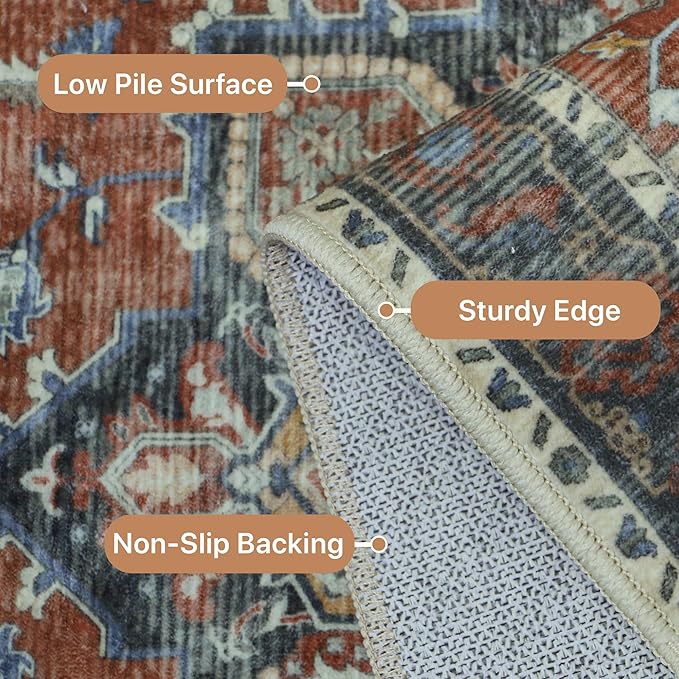 GENIMO 2x8 Runner Rugs for Hallway, Machine Washable Non Slip Vintage Rugs - Image 5
