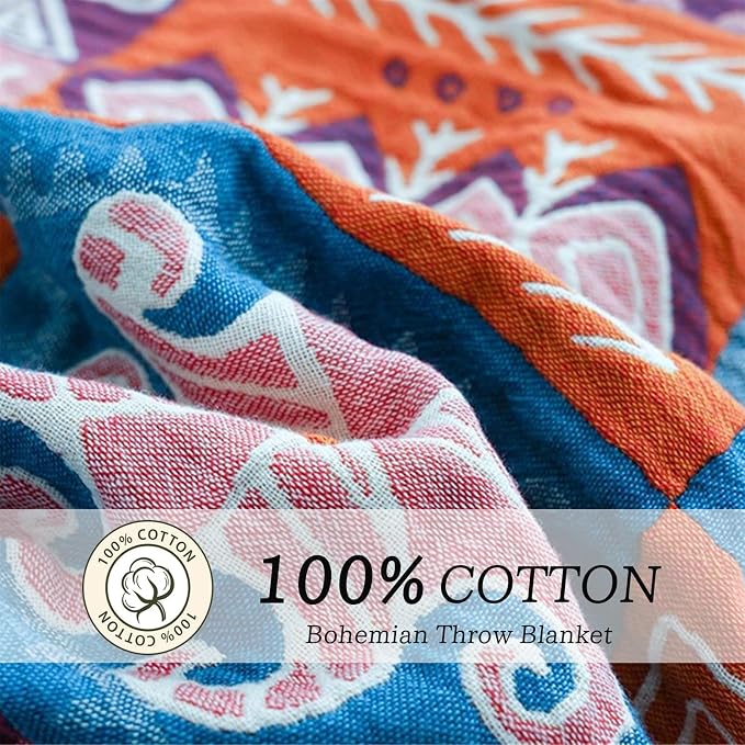 MSGKV Spring Cotton Throw Boho Blanket - Image 2