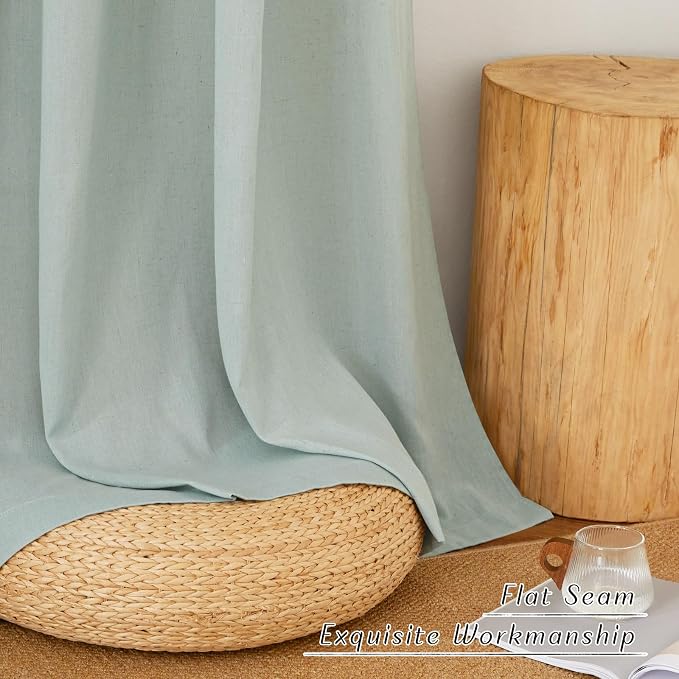 NICETOWN Flax Linen Sage Green 120 inch Curtains - Image 6