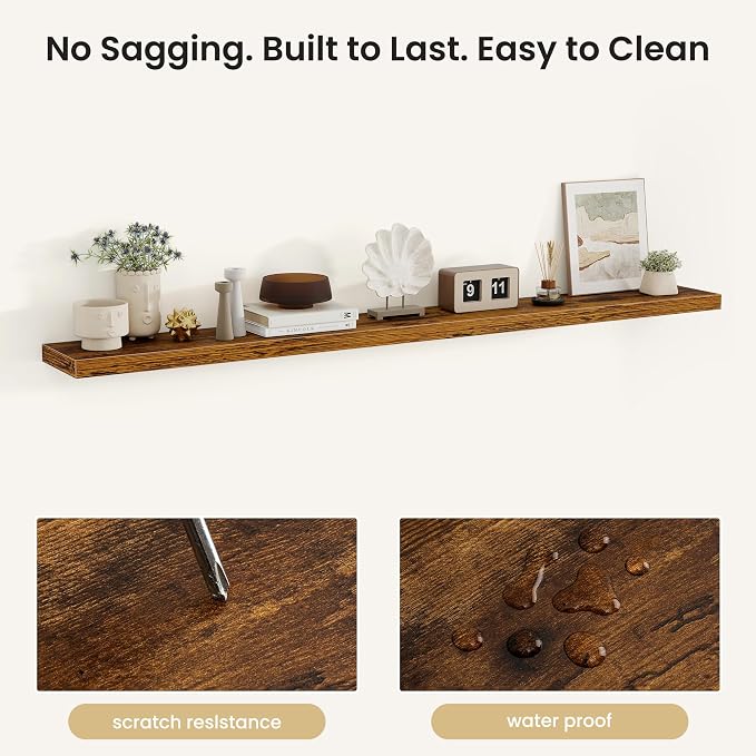 Fun Memories Floating Shelves for Wall, Rustic Wood Wall Mounted Shelves for - Image 4