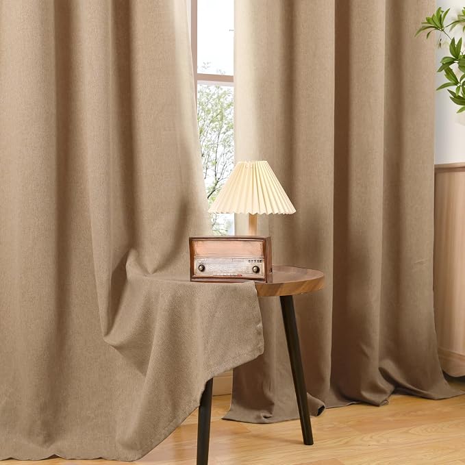 BGment Linen Burlap Curtains 80 Inch Length 2 Panel - Image 9