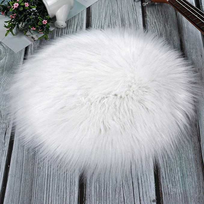 Molain Faux Fur Chair Pad Faux Fur Rugs 12 inch Square Cover Seat Fuzzy Cushion by Molain