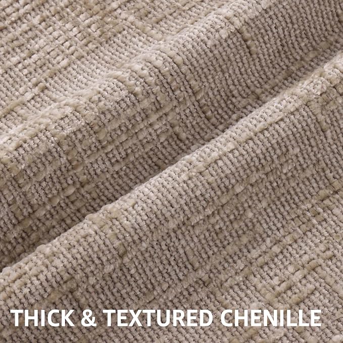 decorUhome Oatmeal Chenille Throw Pillow Covers 16x16 Set of 2 Textured Soft - Image 2