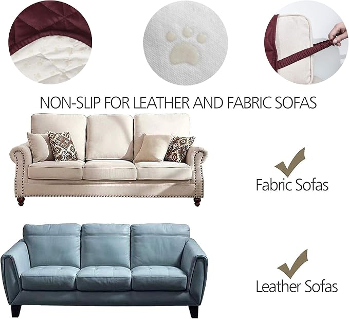 Ameritex Couch Sofa Slipcover 100% Waterproof Nonslip Quilted Furniture - Image 3