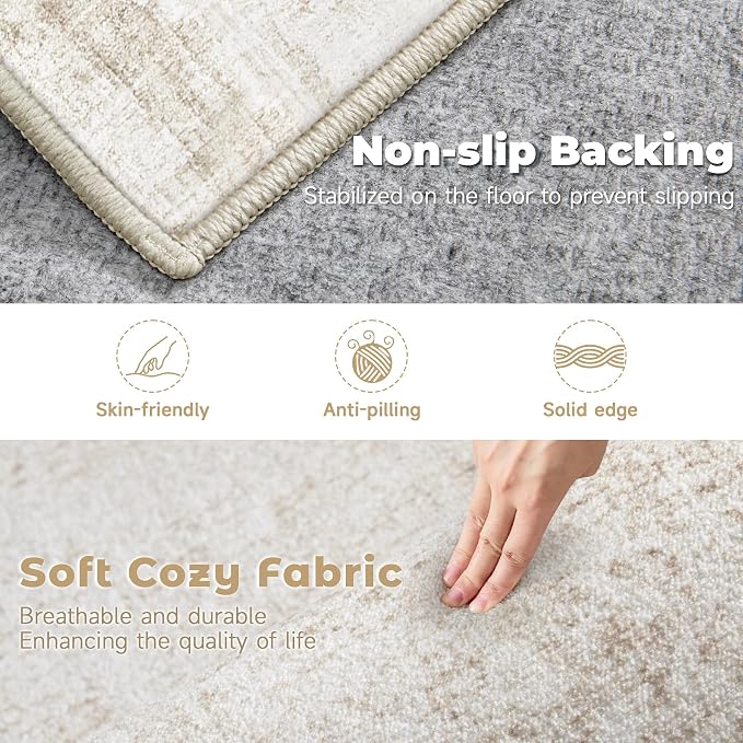 8x10 Area Rug for Living Room: Washable Abstract Soft Rugs Non Slip Modern - Image 2