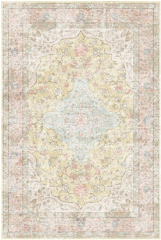 4x6 Area Rugs for Living Room, Small Washable Orange Rugs, Entryway Non Slip Rug - Image 4
