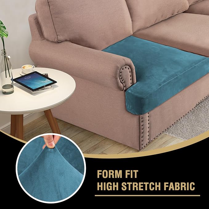 H.VERSAILTEX Stretch Velvet 3 Piece T Cushion Sofa Slipcovers Individually Sofa - Image 6