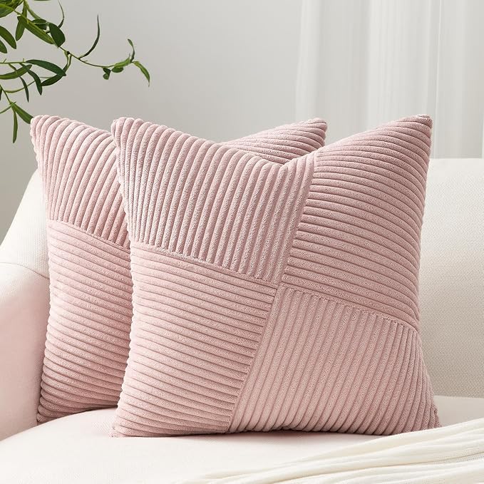 Topfinel Pack of 2 Decorative Pink Throw Pillow Covers 16x16 Inch Modern by Topfinel