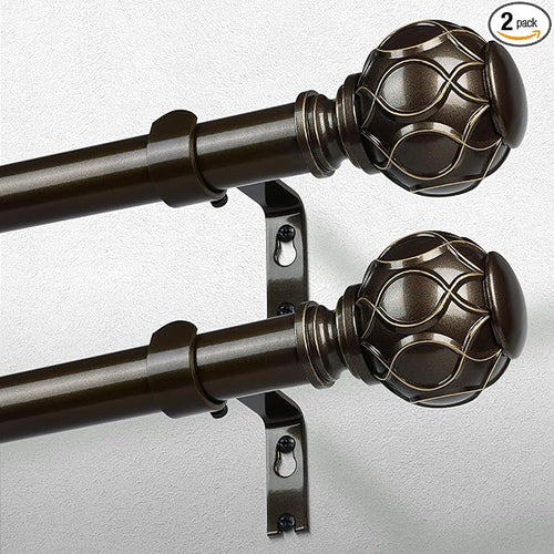 2 Pack Bronze Curtain Rod, Heavy Duty 1 Inch Decorative Curtain Rods by Wolistsa