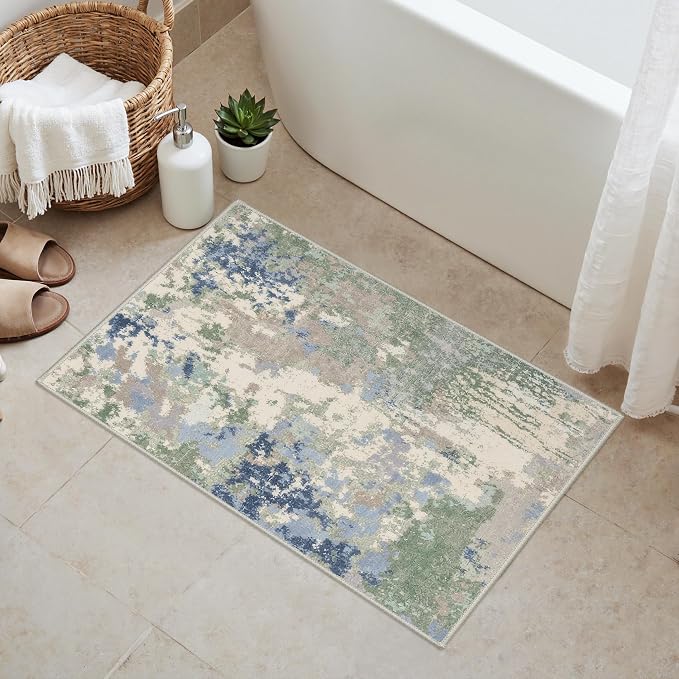 GENIMO 2X3 Washable Modern Doormat, Non-Slip Low Pile Chenille Area Rug - Image 2