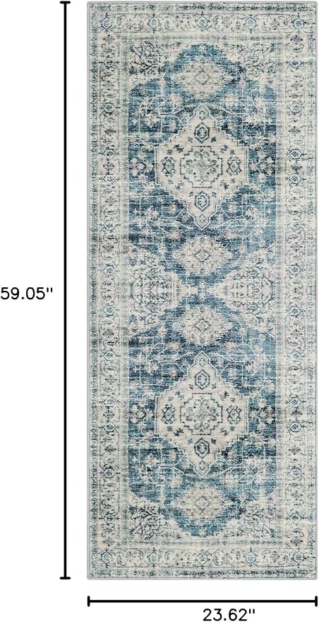 Lahome Oriental Kitchen Runner Rug Non Slip, 2x5 Washable Hallway Runner - Image 2