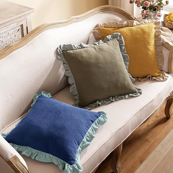 patdrea Blue Shabby Chic Decorative Throw Pillow Covers 18x18 Set of 2 - Image 3