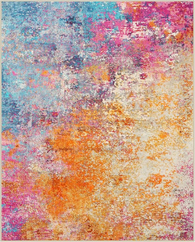 Lahome Modern Abstract Washable Living Room Rug, Colorful 8x10 Area Rugs - Image 9