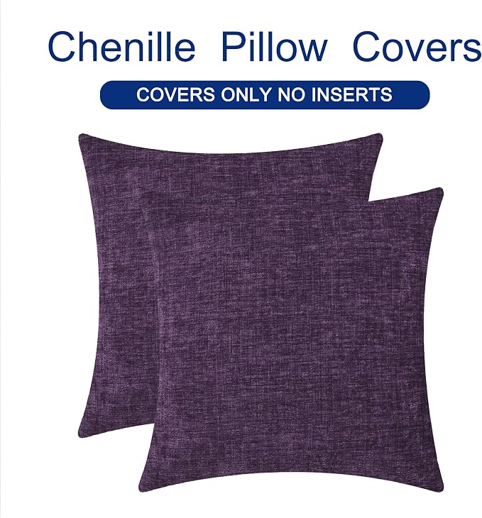 CaliTime Throw Pillow Covers Decorative 22 X 22 Inches Pack of 2 Cozy Chenille - Image 6