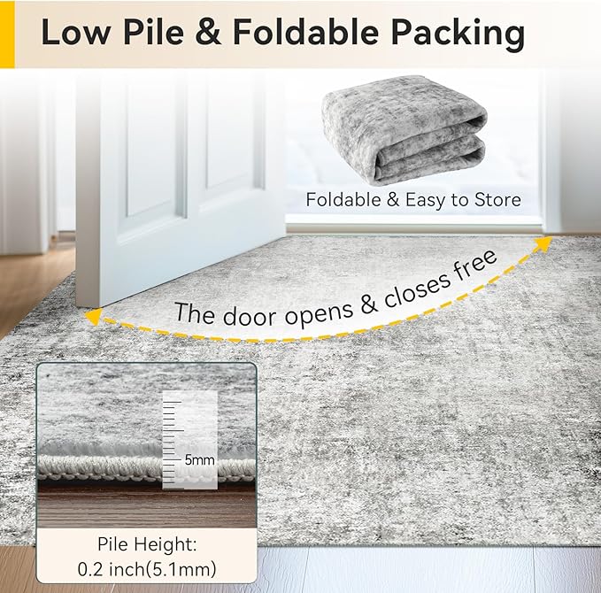 Washable Area Rugs 7'x9' Non-Slip Modern Abstract Soft - Image 6