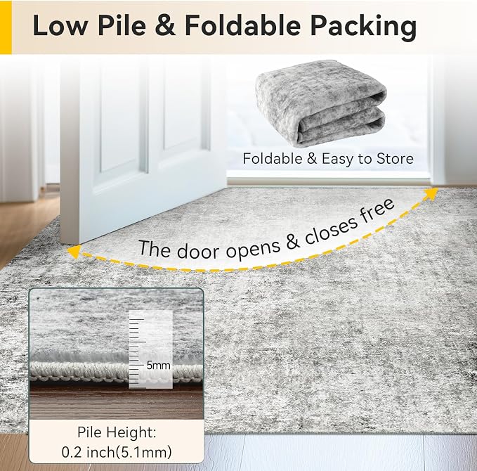 Washable Area Rugs 4ft Non-Slip Modern Abstract Soft - Image 6