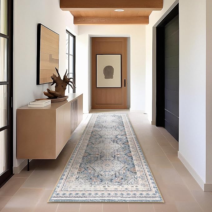 Phantoscope Washable Runner Rug 2'x6' Non-Slip, Vintage Neutral Hallway Rugs - Image 6