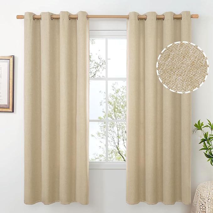 BGment Natural Beige Linen Curtains 72 Inch Length by BGment