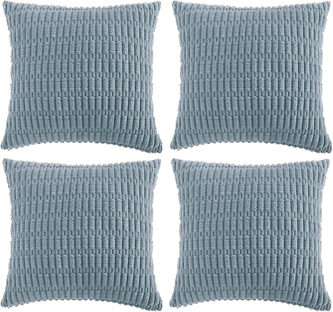 Fancy Homi 4 Packs Boho Light Blue Decorative Throw Pillow Covers 26x26 Inch - Image 6