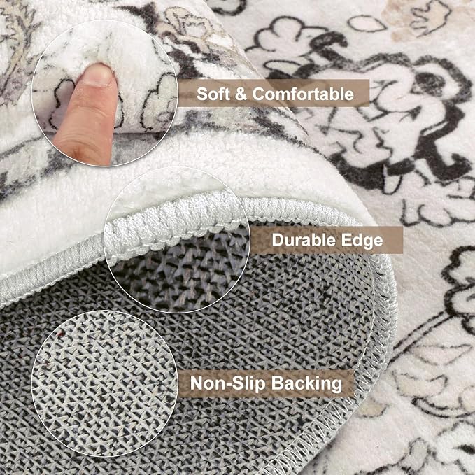 LOKHOM Washable Runner Rug, 2x10 Non-Slip Vintage Farmhouse Hallway Runner Rug - Image 4