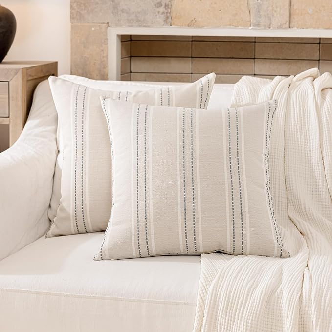 Hckot Throw Pillow Covers 24x24 Set of 2 Grey Pillow Covers Farmhouse - Image 2