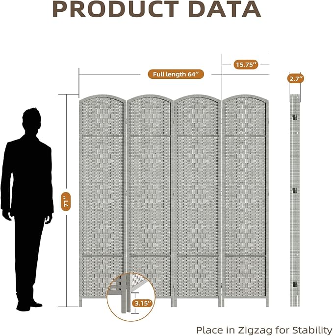 HALLYBEE Room Divider for Space Separation, Room Dividers and Folding Privacy - Image 2