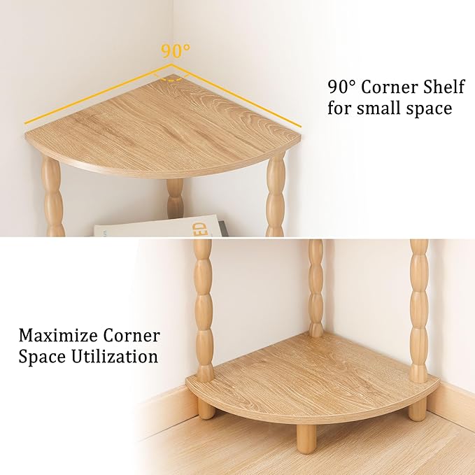 MaxSmeo Corner Bookshelf, 5-Tier Corner Shelf Stand, Modern Corner Plant Shelves - Image 6